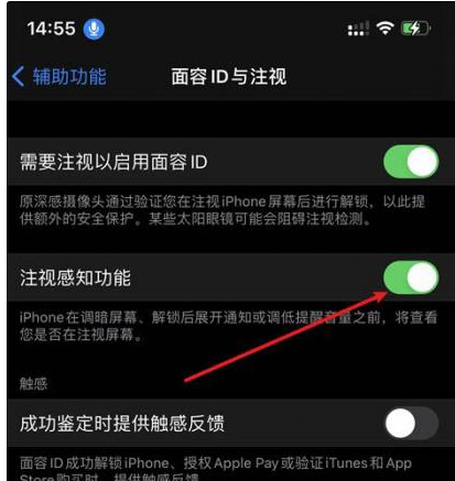 竟陵街道苹果14维修网点分享iPhone14注视感知功能有什么用 